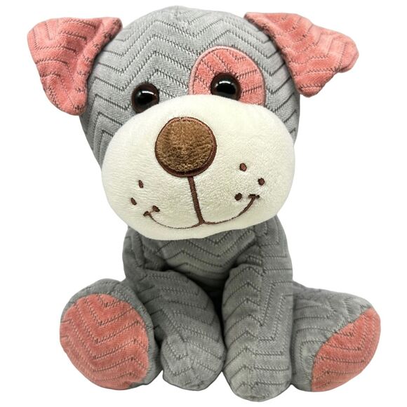 Hug Fun Gray Pink Spotted Puppy Plush 9" ZigZag Interactive Stuffed Dog Toy - Picture 1 of 7